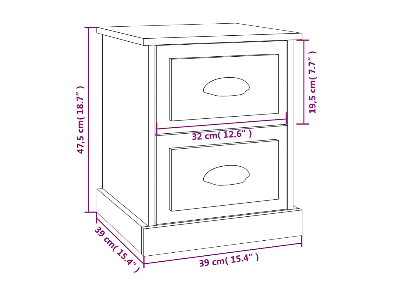 Mesitas de noche 2ud roble sonoma 39x39x47,5cm madera contrachapada