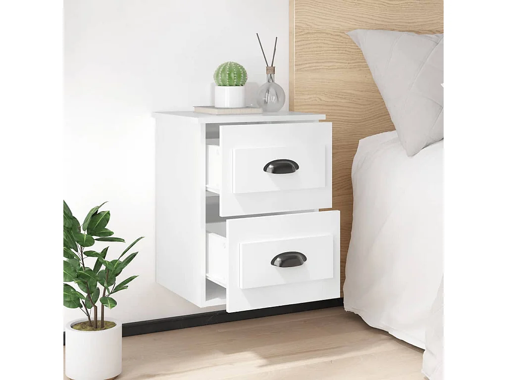 Table de chevet murale blanc brillant 41,5x36x53 cm