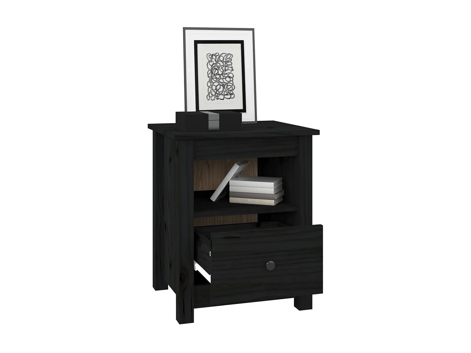 Tables de chevet 2 pcs Noir 40x35x49 cm Bois de pin massif