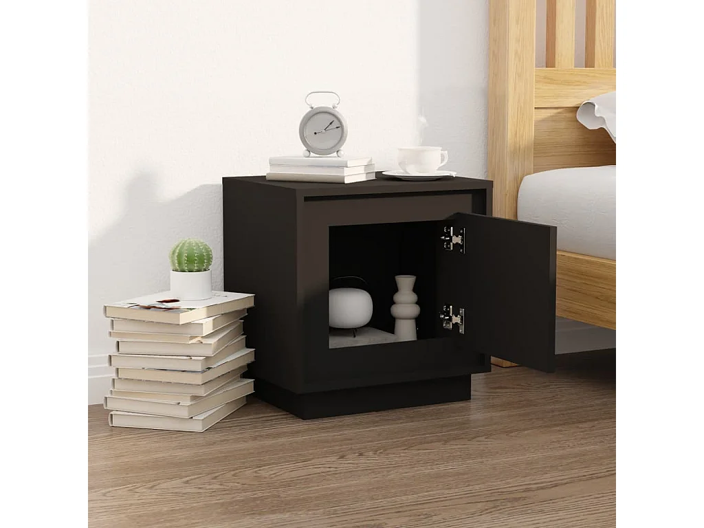 Zwart nachtkastje 44x35x45 cm samengesteld hout