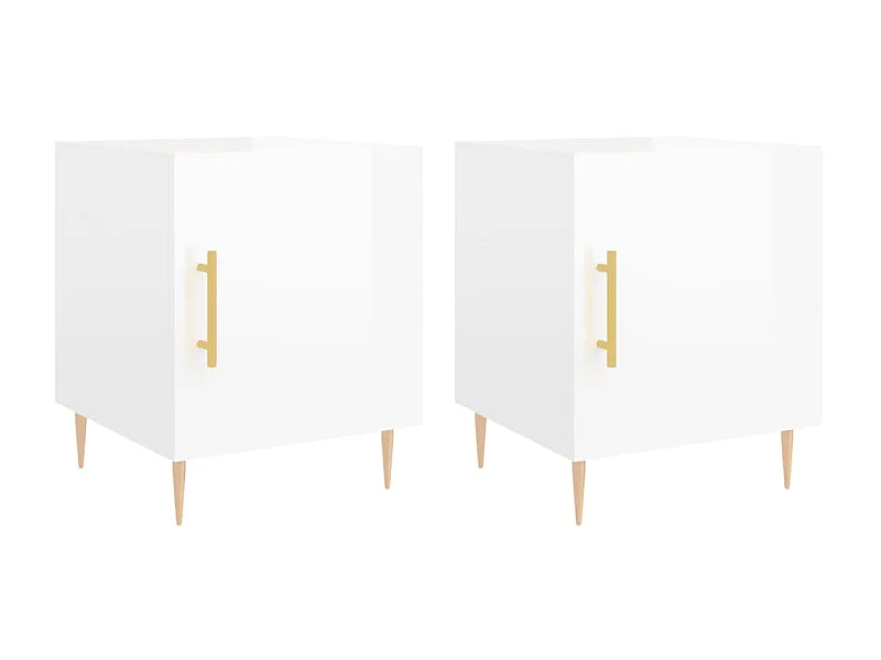 Comodini 2 pz bianco lucido 40x40x50 cm