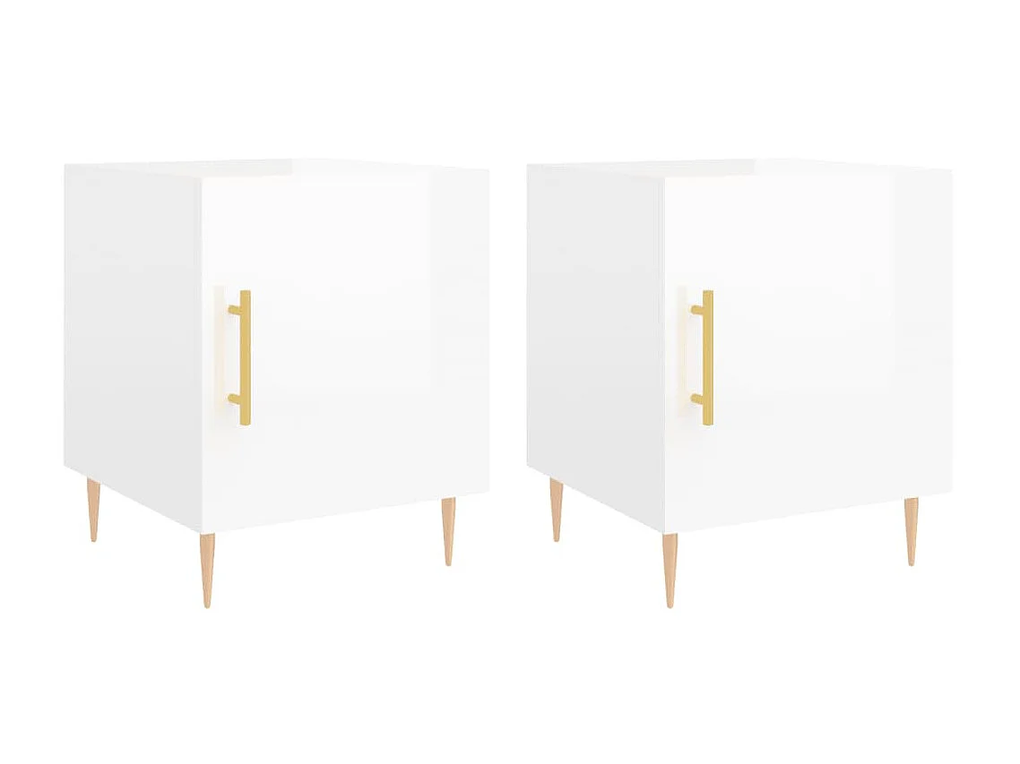Nachtkastjes 2 stuks glanzend wit 40x40x50 cm