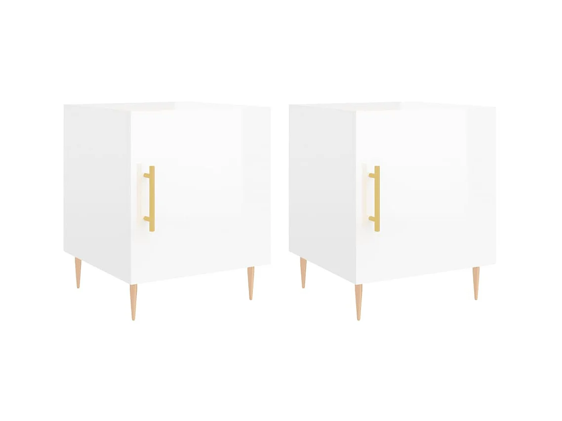 Tables de chevet 2 pcs blanc brillant 40x40x50 cm