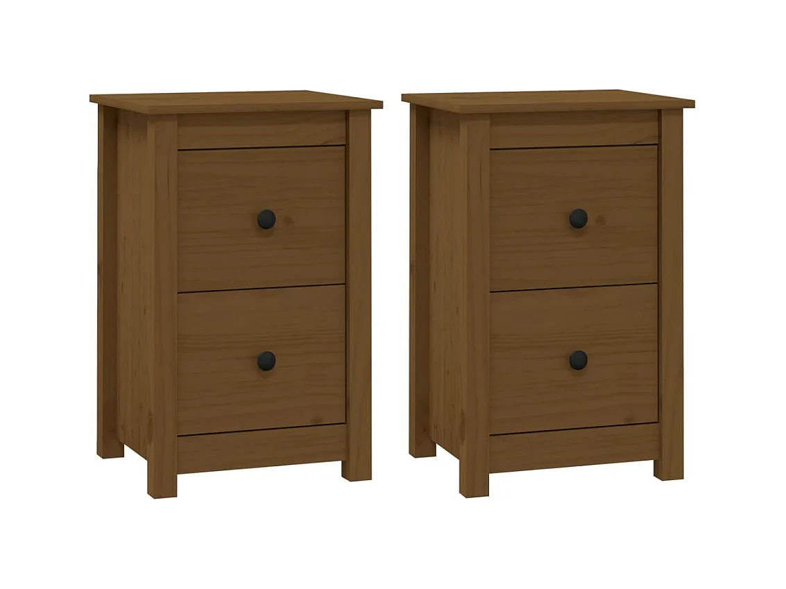 Nachtkastjes 2 stuks Honingbruin 40x35x61,5 cm Massief grenen