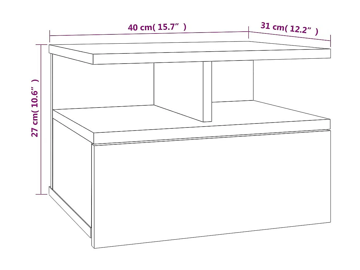 Tables de chevet flottantes 2 pcs Gris béton 40x31x27 cm Aggloméré
