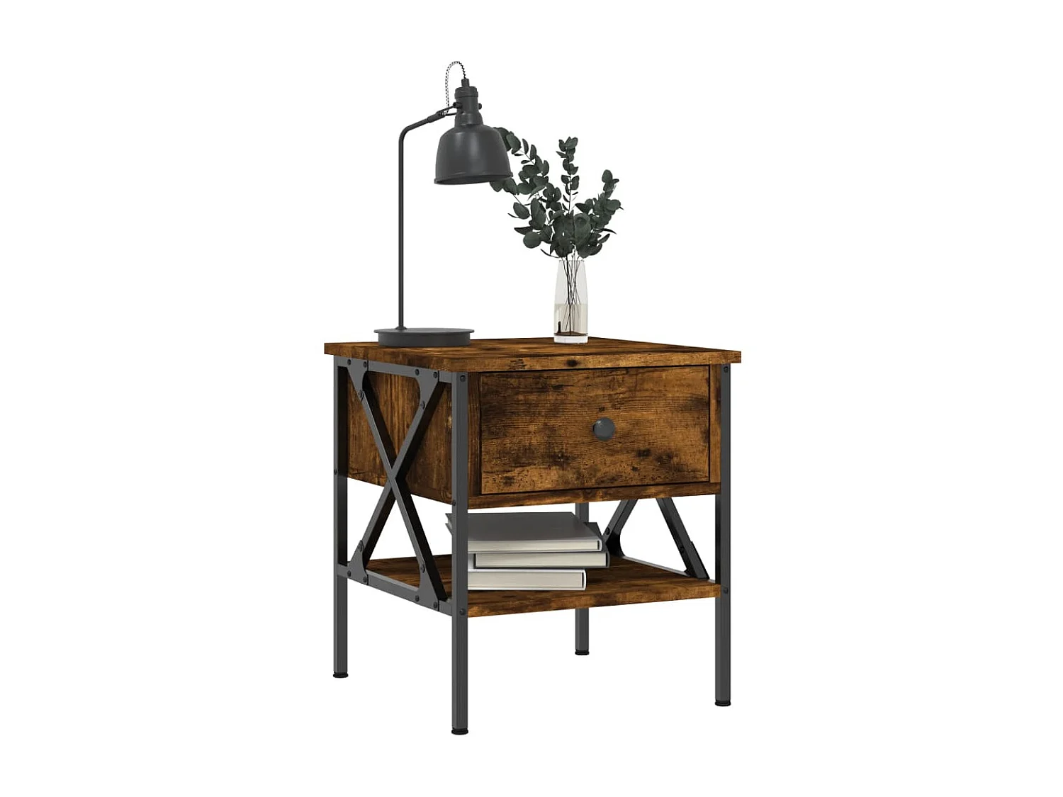 Table de chevet chêne fumé 40x42x45 cm bois d'ingénierie