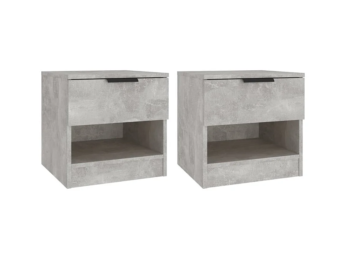 Comodini 2 pz. Grigio cemento Derivati del legno