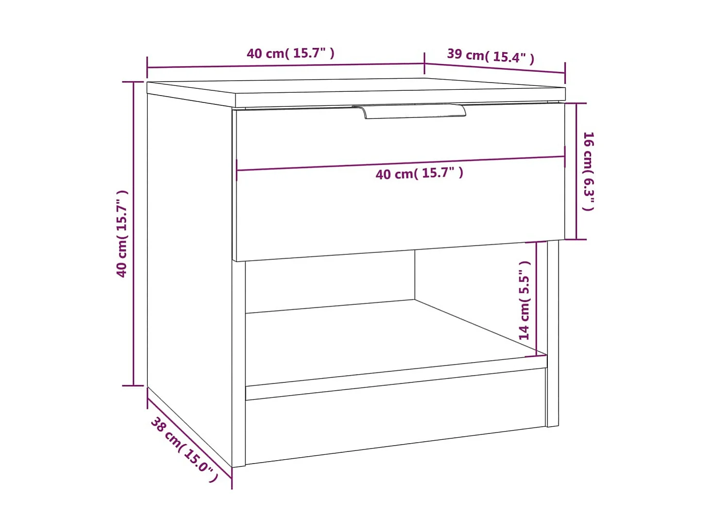 Comodini 2 pz. Grigio cemento Derivati del legno