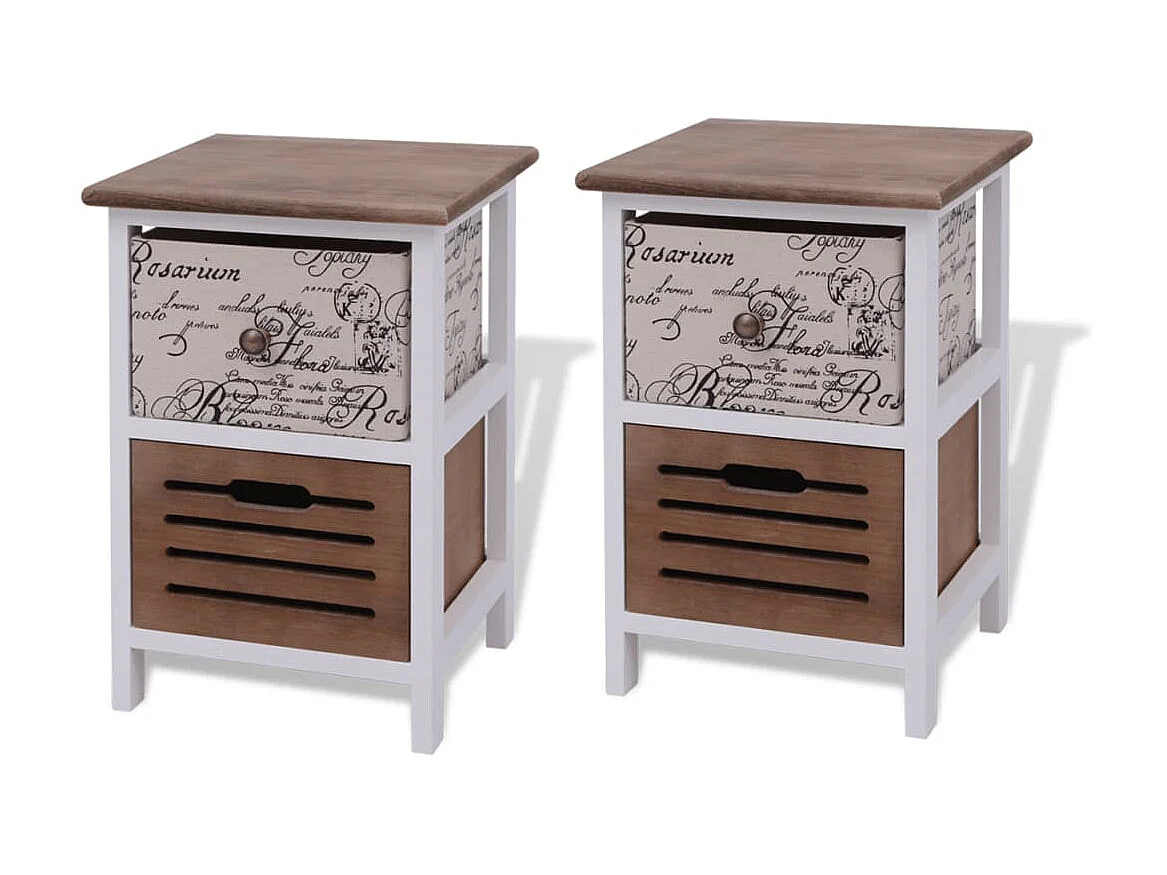 2 stuks houten nachtkastjes