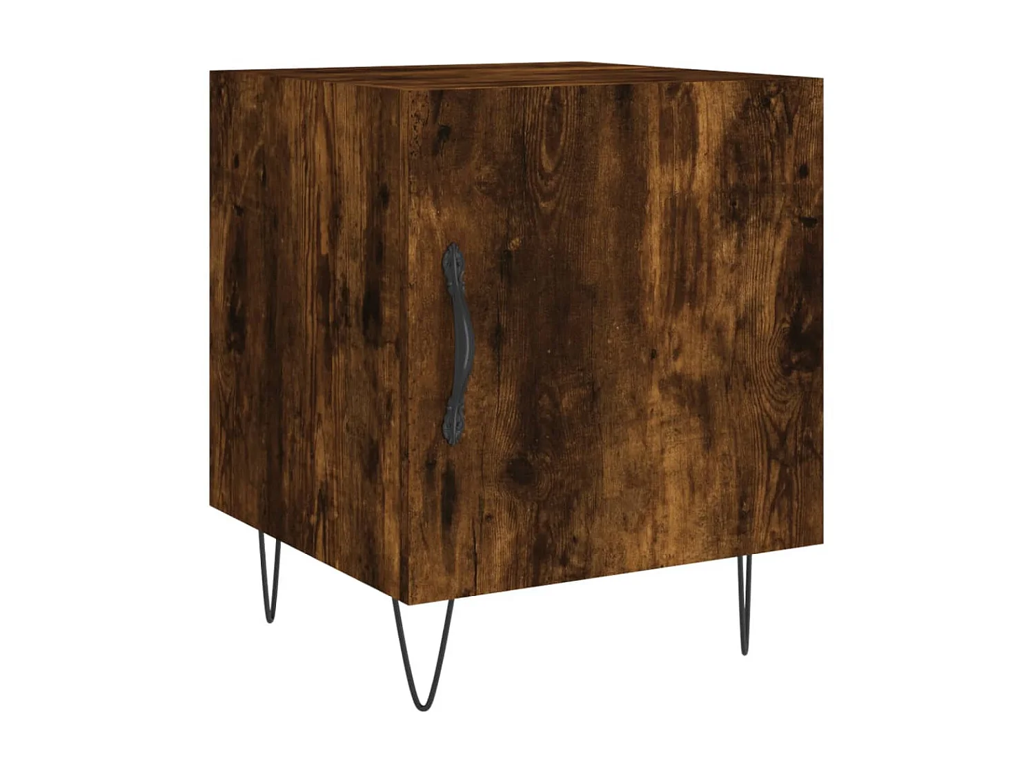 Mesita de noche de roble ahumado 40x40x50 cm de madera contrachapada