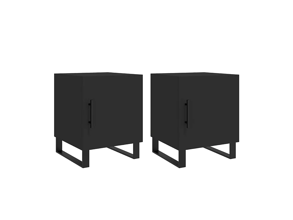Comodini 2 pezzi neri 40x40x50 cm in derivati del legno