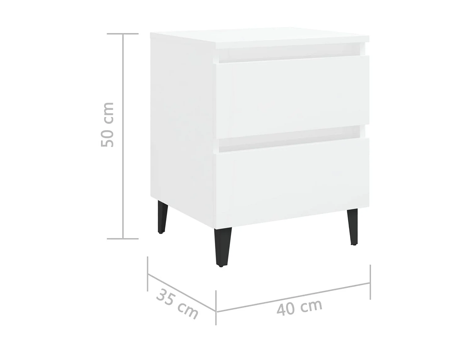 Nachtkastjes 2 stuks Glanzend wit 40x35x50 cm Spaanplaat