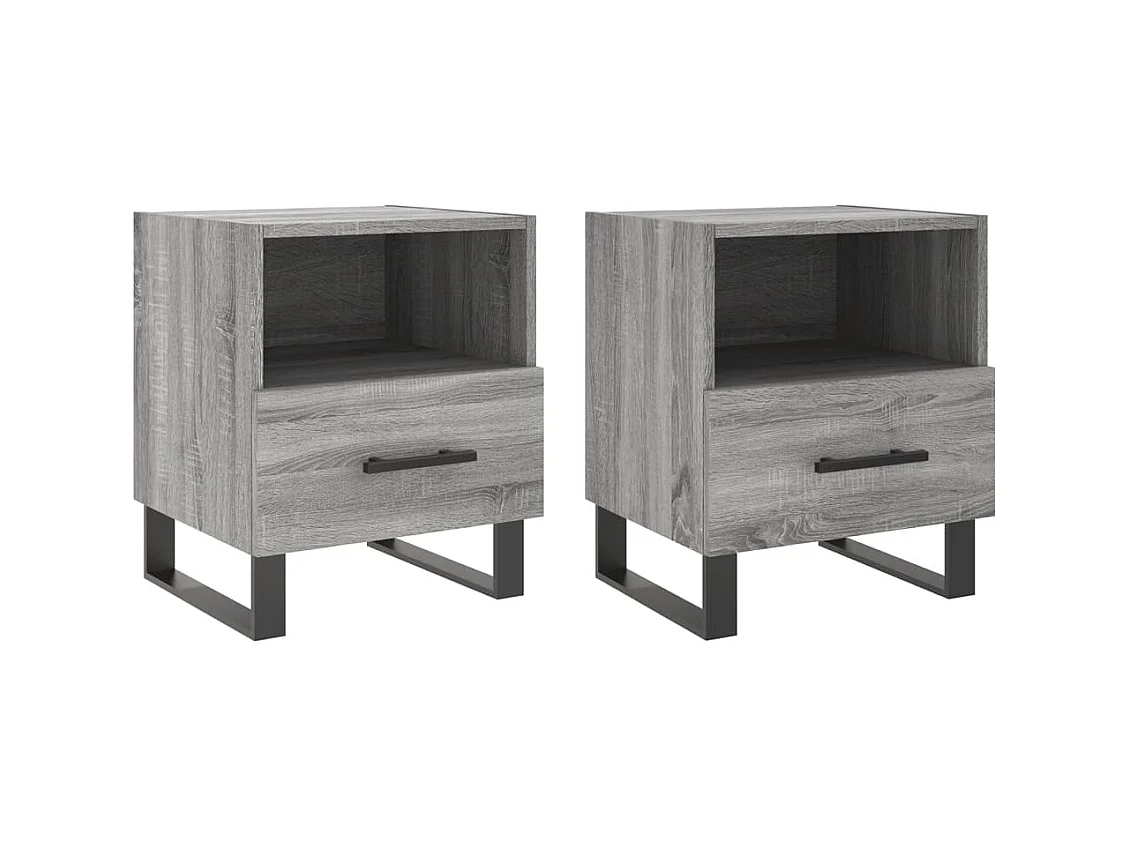 Comodini 2 pz sonoma grigio 40x35x47,5 cm