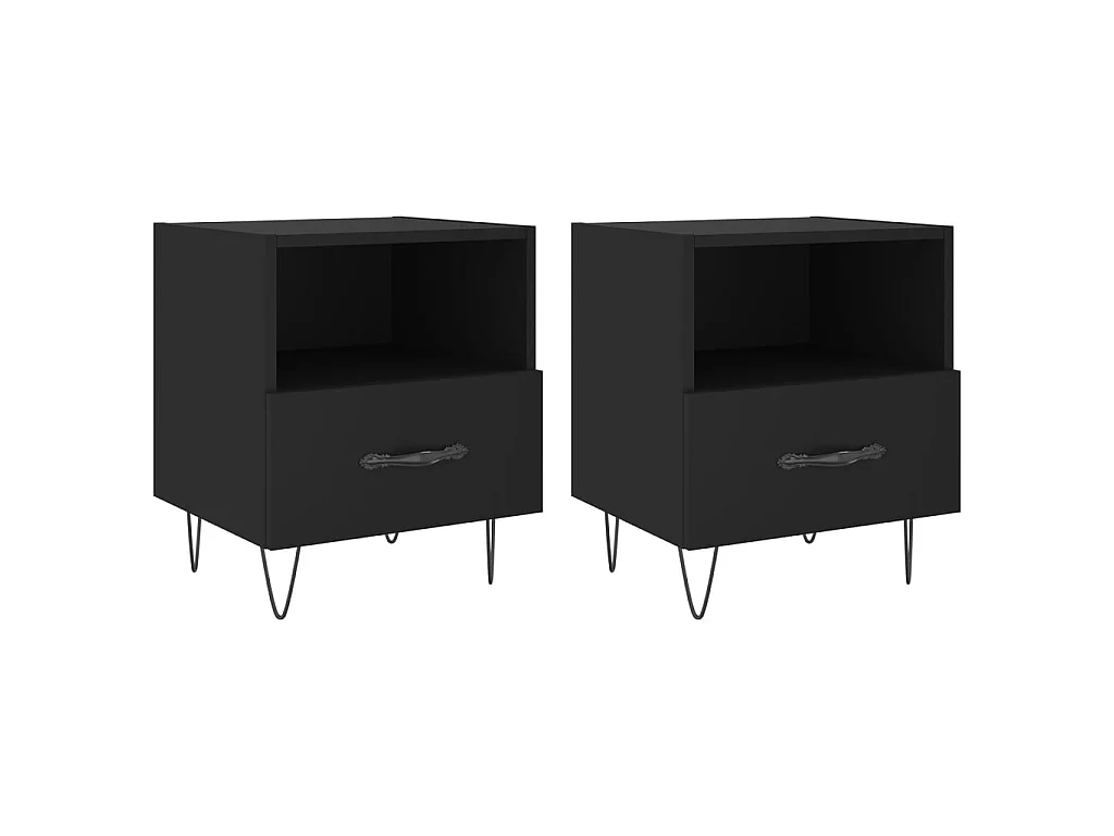 Tables de chevet 2 pcs noir 40x35x47,5 cm bois d’ingénierie