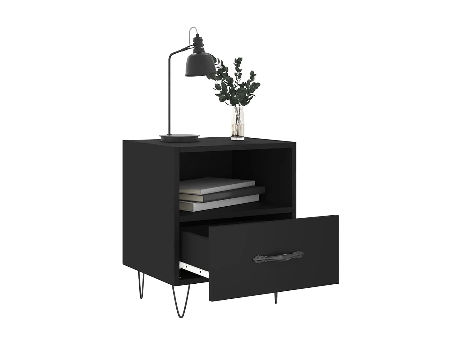 Tables de chevet 2 pcs noir 40x35x47,5 cm bois d’ingénierie