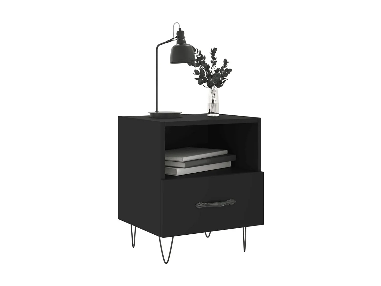 Tables de chevet 2 pcs noir 40x35x47,5 cm bois d’ingénierie