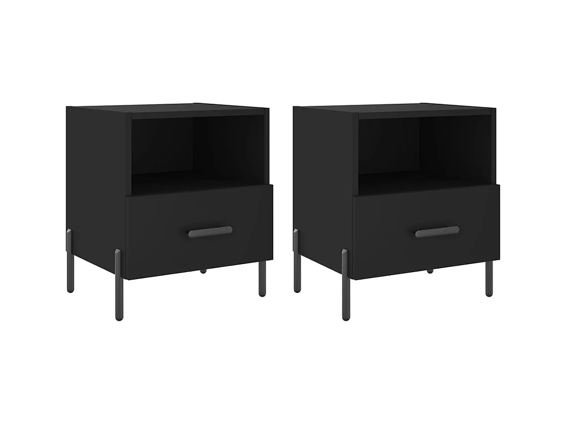 Tables de chevet 2 pcs noir 40x35x47,5 cm bois d’ingénierie