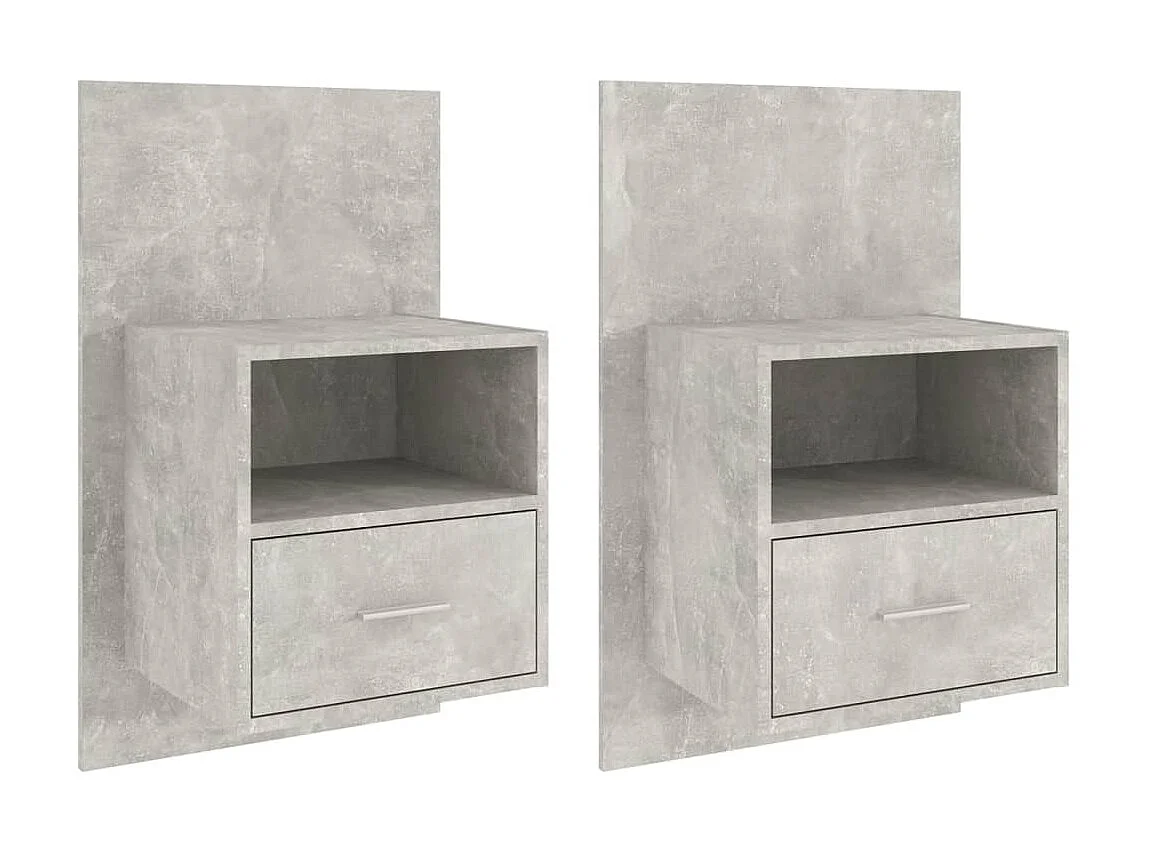 Tables de chevet murales 2 pcs Gris béton