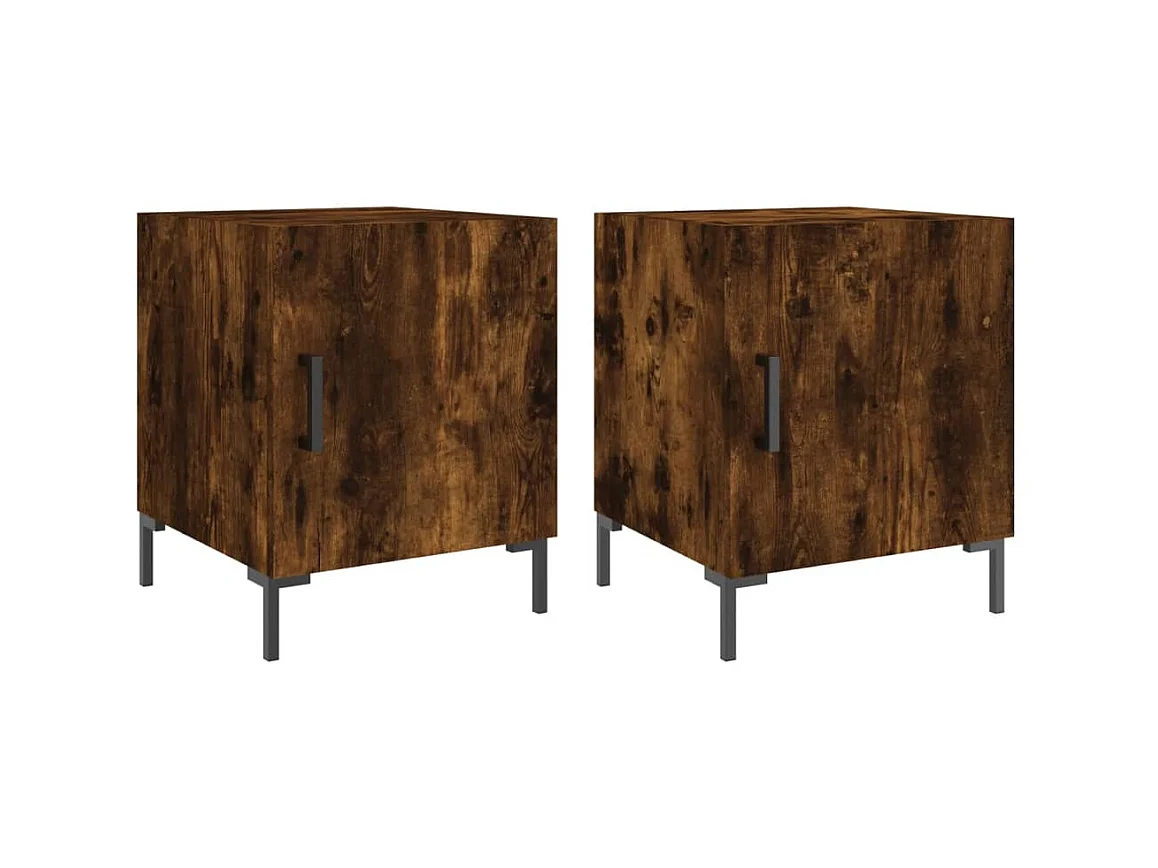 Comodini 2 pezzi rovere affumicato 40x40x50 cm in multistrato