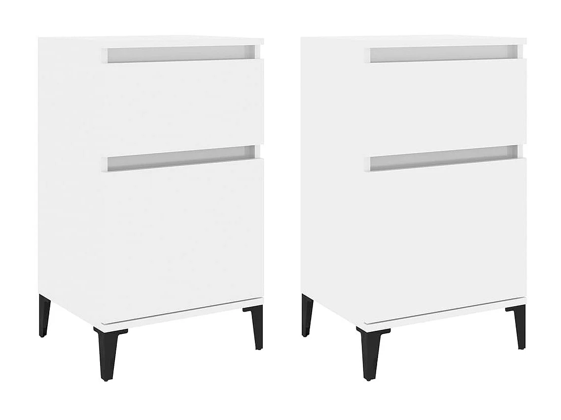 Mesas de cabeceira 2 peças branco brilhante 40x35x70 cm