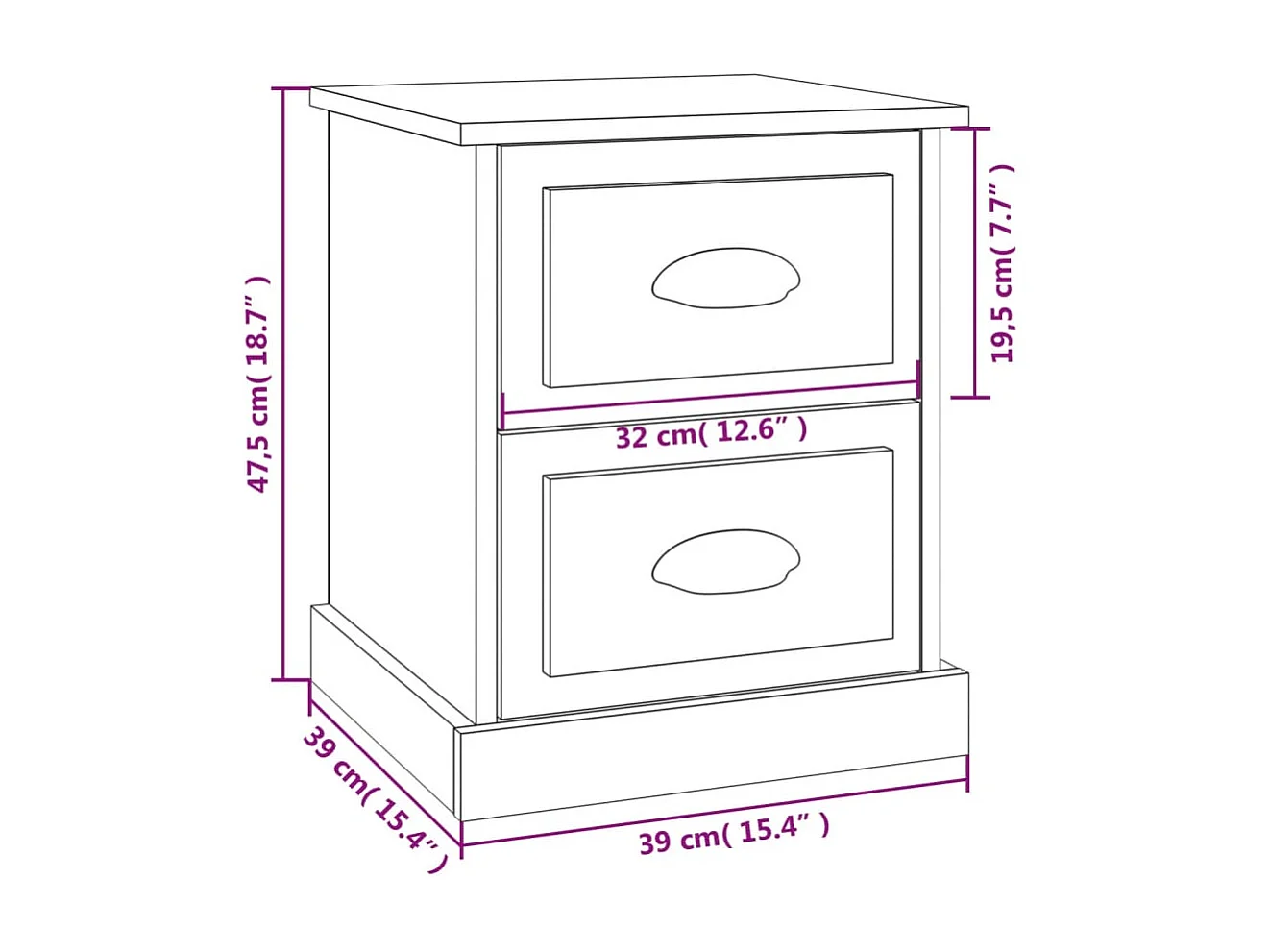 Tables de chevet 2 pcs sonoma gris 39x39x47,5cm bois ingénierie