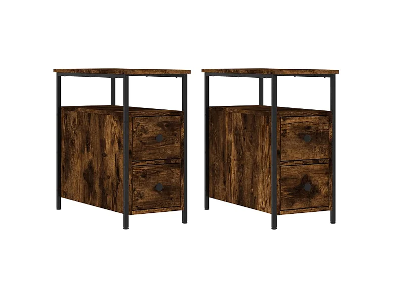 Tables de chevet 2 pcs chêne fumé 30x60x60 cm bois d'ingénierie
