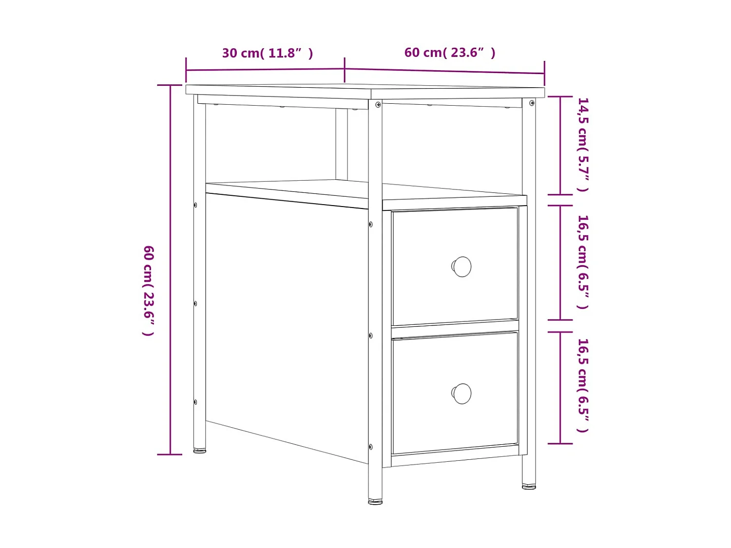 Mesitas de noche 2 piezas roble ahumado 30x60x60 cm madera contrachapada