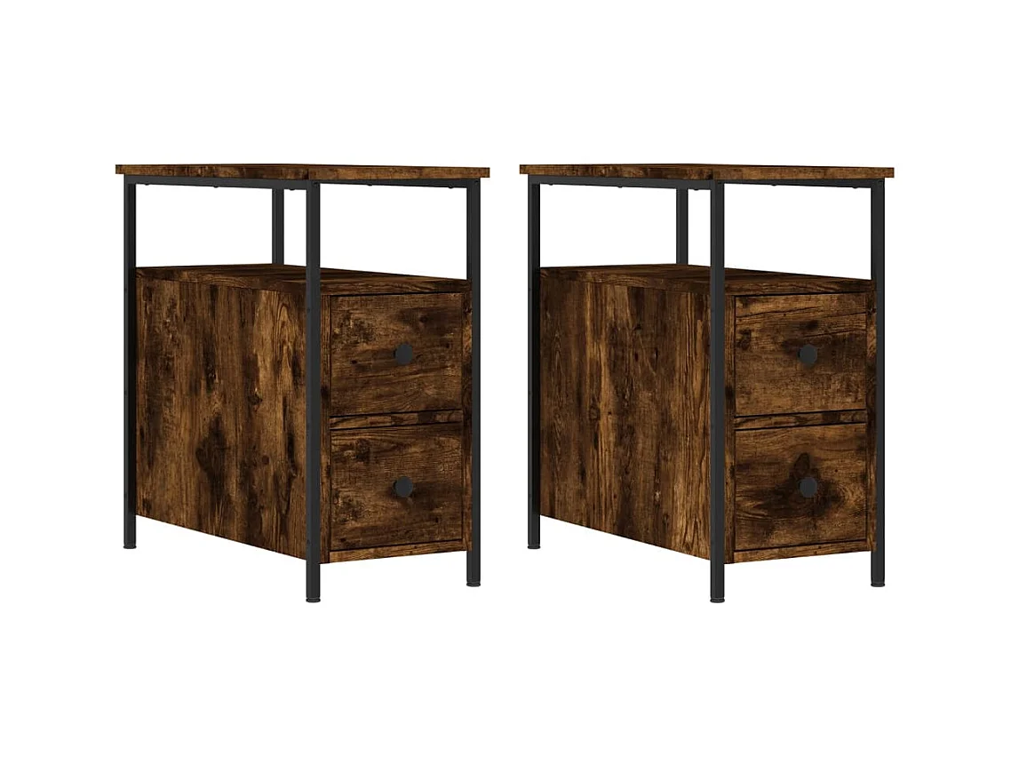 Tables de chevet 2 pcs chêne fumé 30x60x60 cm bois d'ingénierie