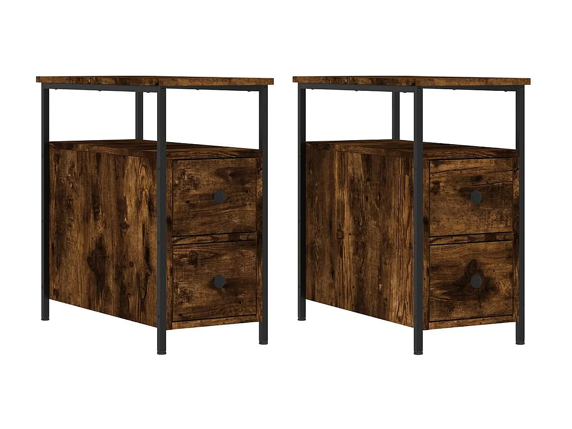 Tables de chevet 2 pcs chêne fumé 30x60x60 cm bois d'ingénierie