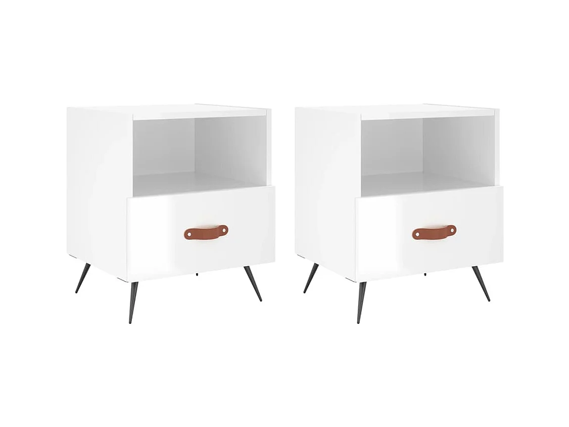 Tables de chevet 2 pcs blanc brillant 40x35x47,5 cm