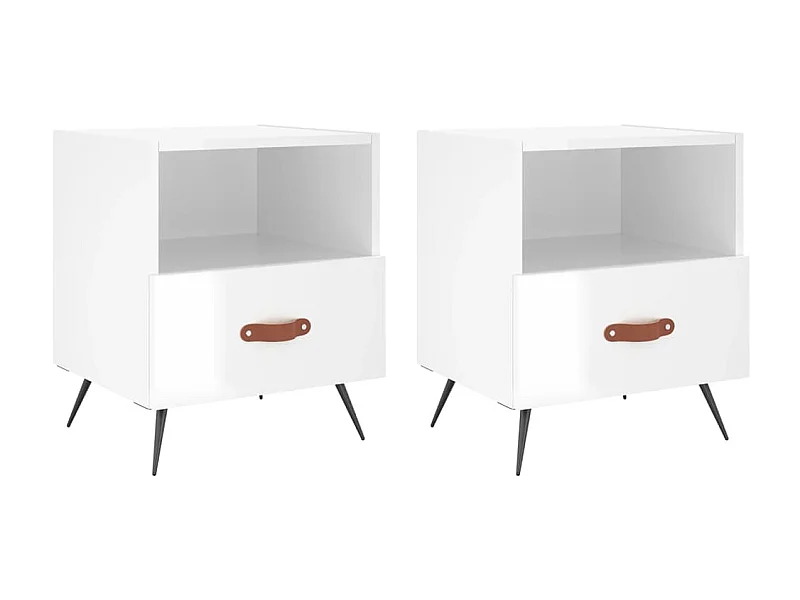 Nachtkastjes 2 stuks glanzend wit 40x35x47,5 cm