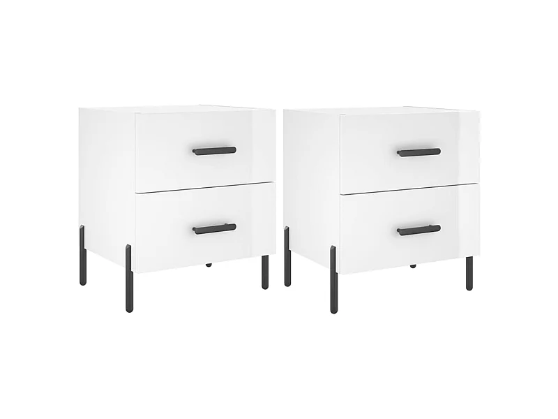 Nachtkastjes 2 stuks glanzend wit 40x35x47,5 cm