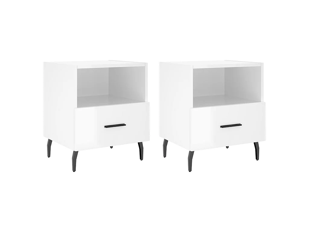 Tables de chevet 2 pcs blanc brillant 40x35x47,5 cm