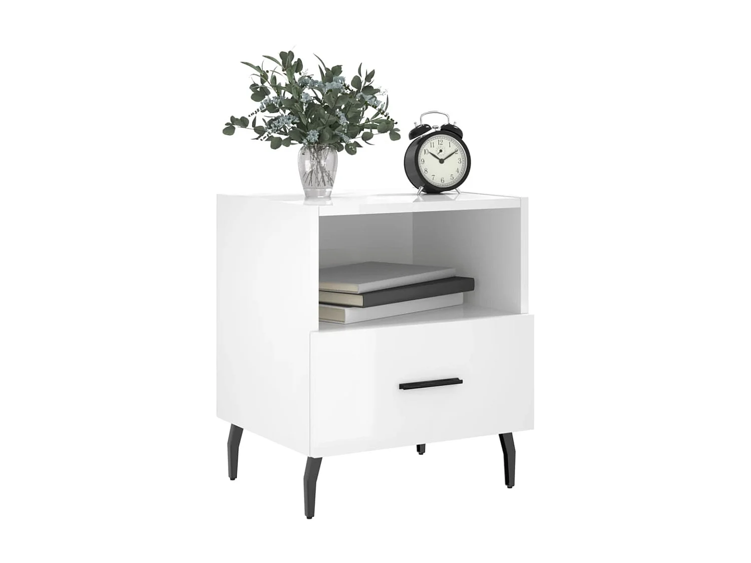 Tables de chevet 2 pcs blanc brillant 40x35x47,5 cm