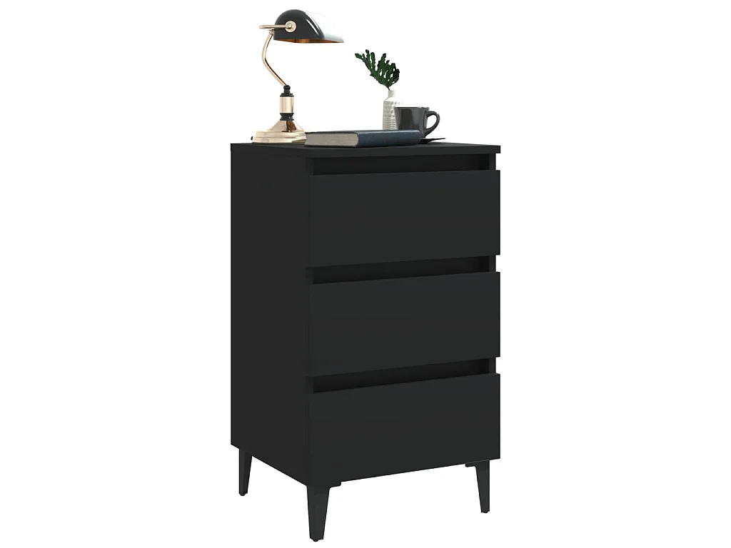 Tables de chevet avec pieds en métal 2 pcs Noir 40x35x69 cm