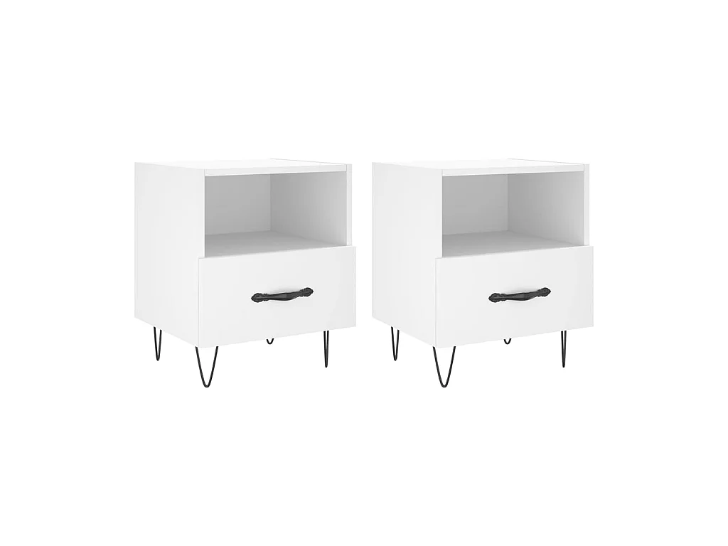 Comodini 2 pezzi bianco 40x35x47,5 cm in MDF