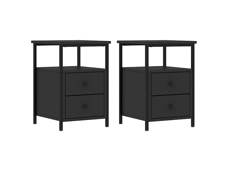 Tables de chevet 2 pcs noir 34x35,5x50 cm bois d'ingénierie