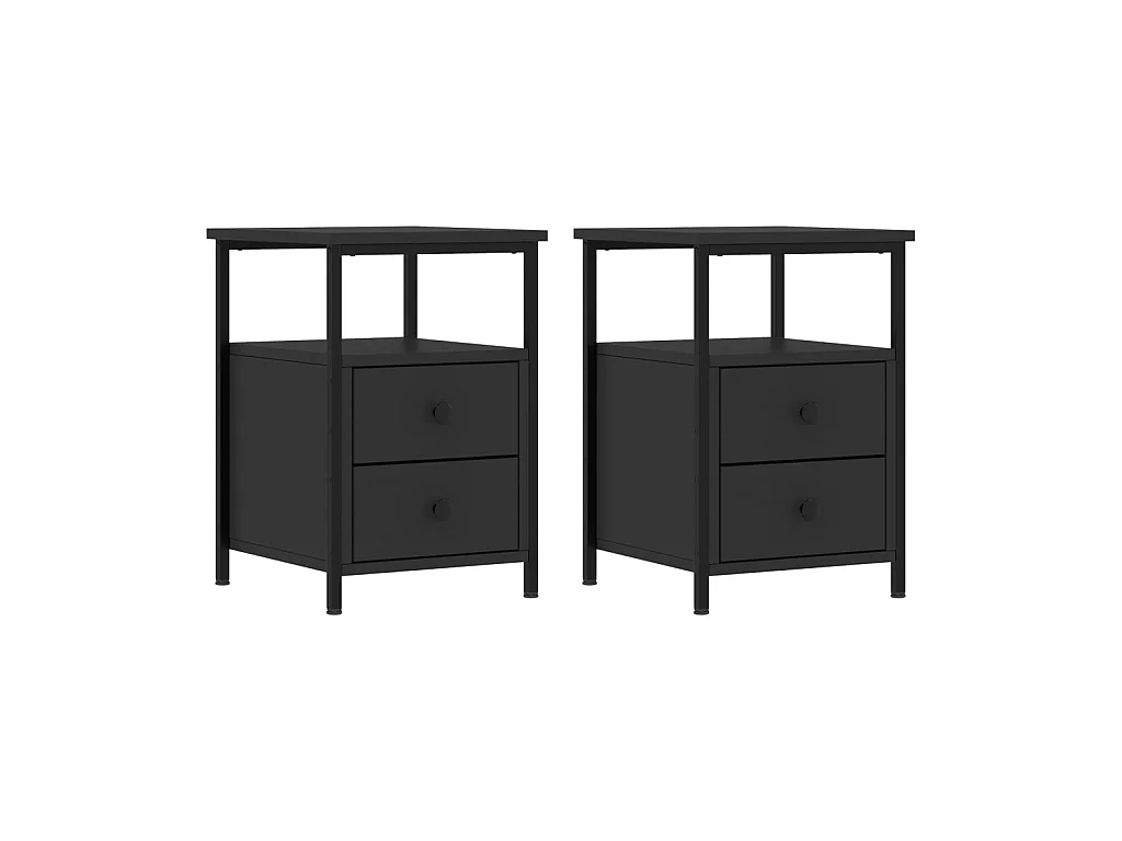 Tables de chevet 2 pcs noir 34x35,5x50 cm bois d'ingénierie