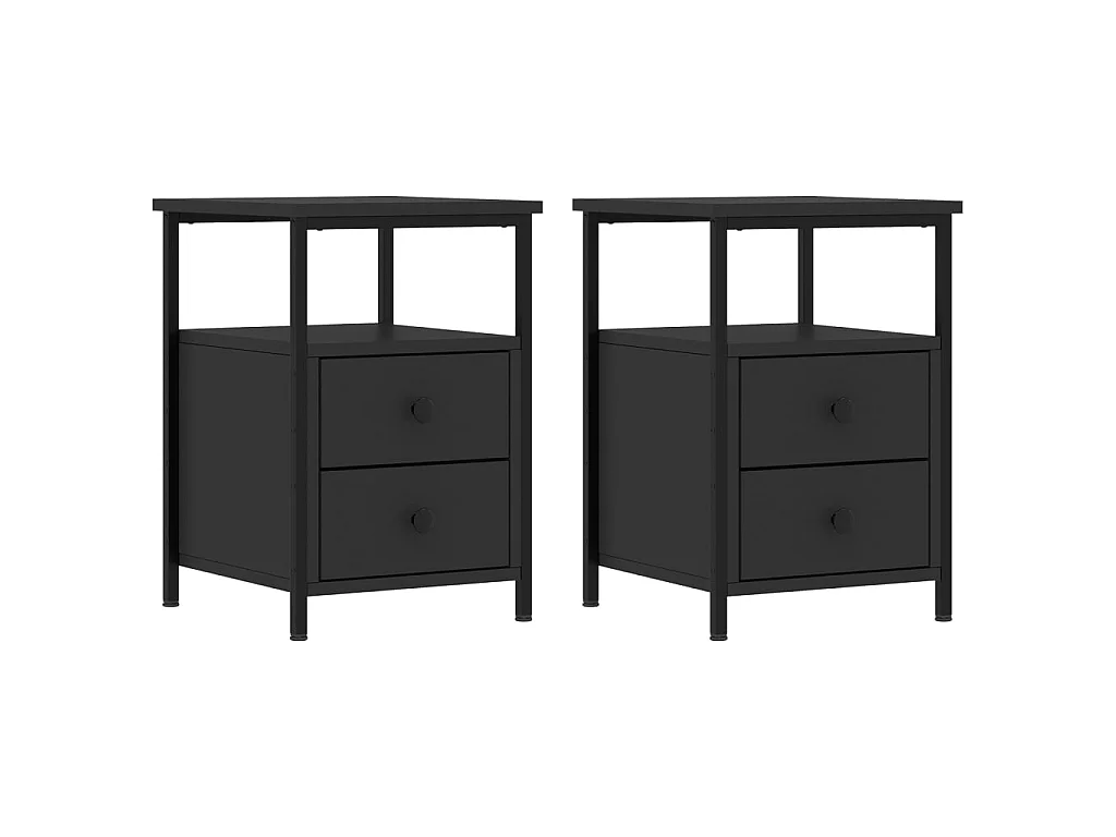 Mesitas de noche 2 piezas madera contrachapada negra 34x35,5x50 cm