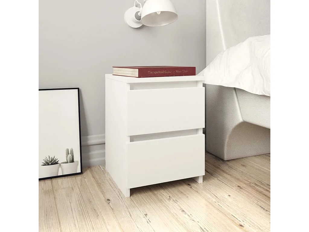 Mesita de noche Blanco 30 x 30 x 40 cm Madera contrachapada