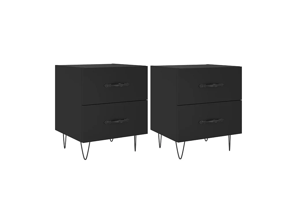 Comodini 2 pezzi neri 40x35x47,5 cm in MDF