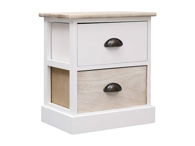 2 pz Comodini Bianco e naturale 38x28x45 cm Paulownia