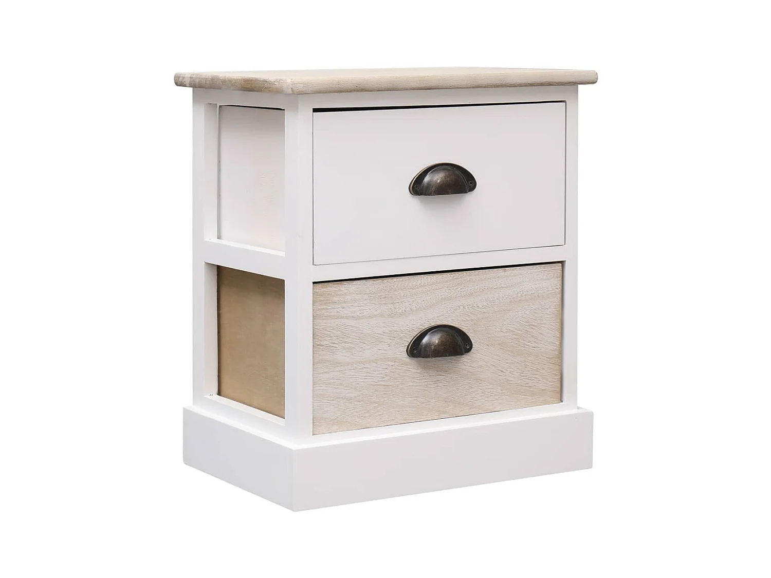 2 pcs Tables de chevet Blanc et naturel 38x28x45 cm Paulownia