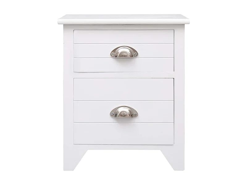 Mesita de noche Blanco 38x28x45 cm Madera de Paulownia