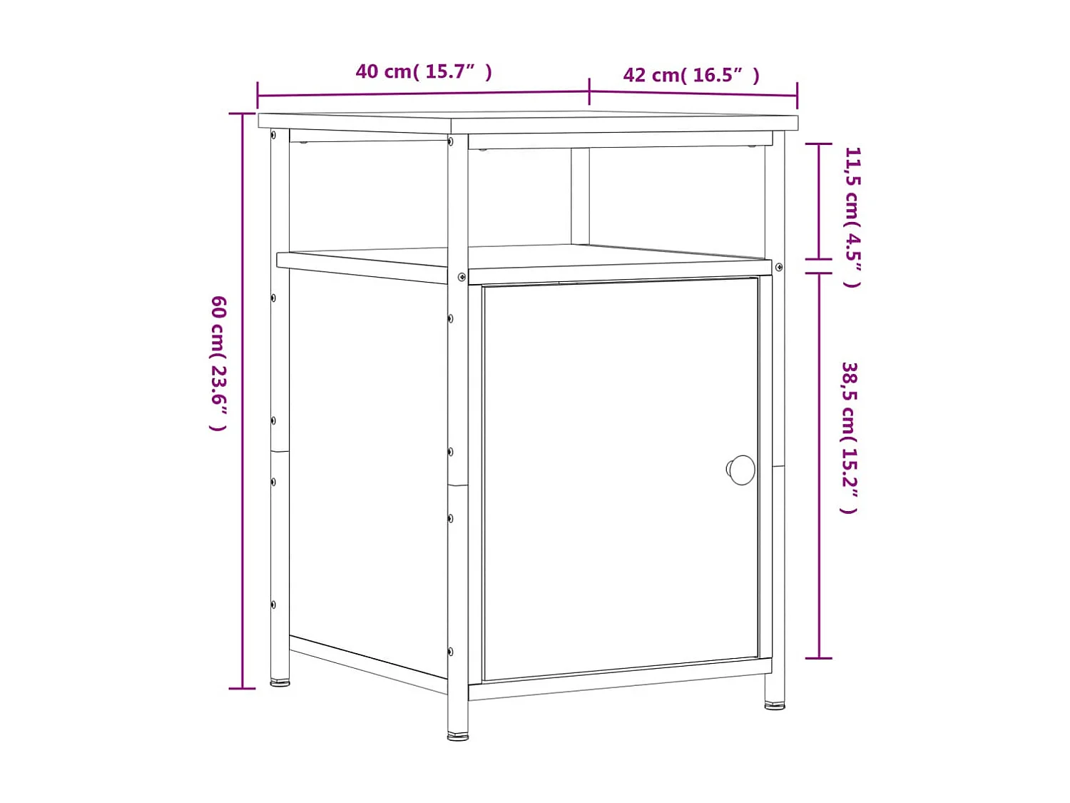 Table de chevet chêne sonoma 40x42x60 cm bois d'ingénierie
