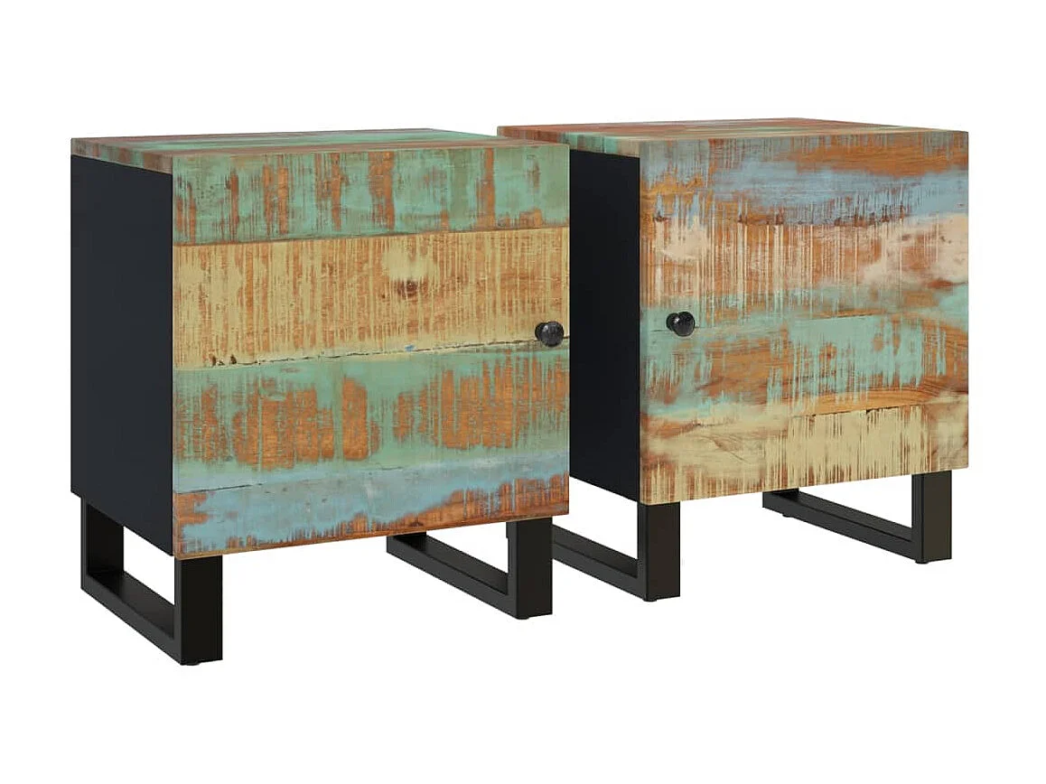 Tables de chevet 2 pcs 40x33x46 cm Bois massif de récupération