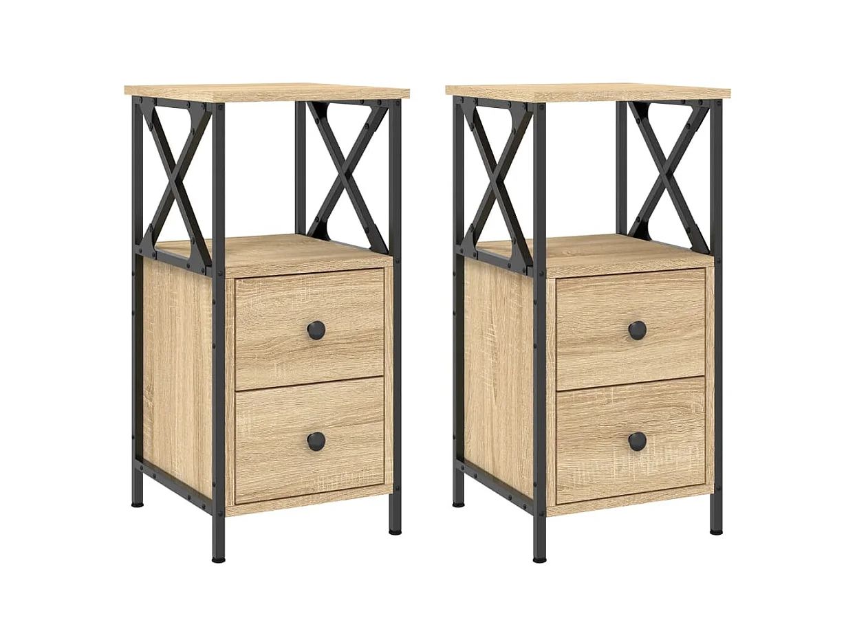 Tables de chevet 2pcs chêne sonoma 34x35,5x70cm bois ingénierie