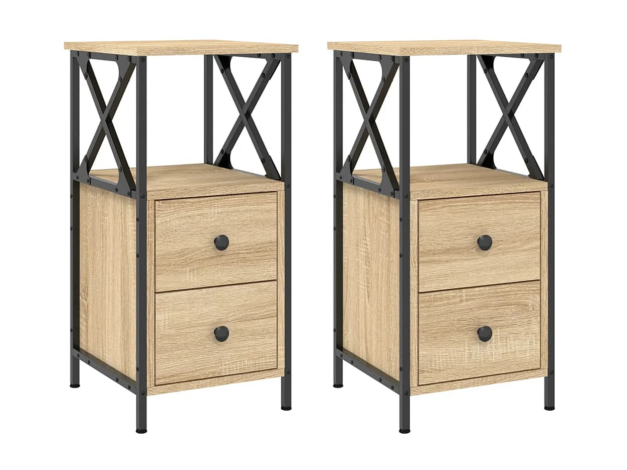 Comodini 2 pezzi rovere Sonoma 34x35,5x70 cm in multistrato
