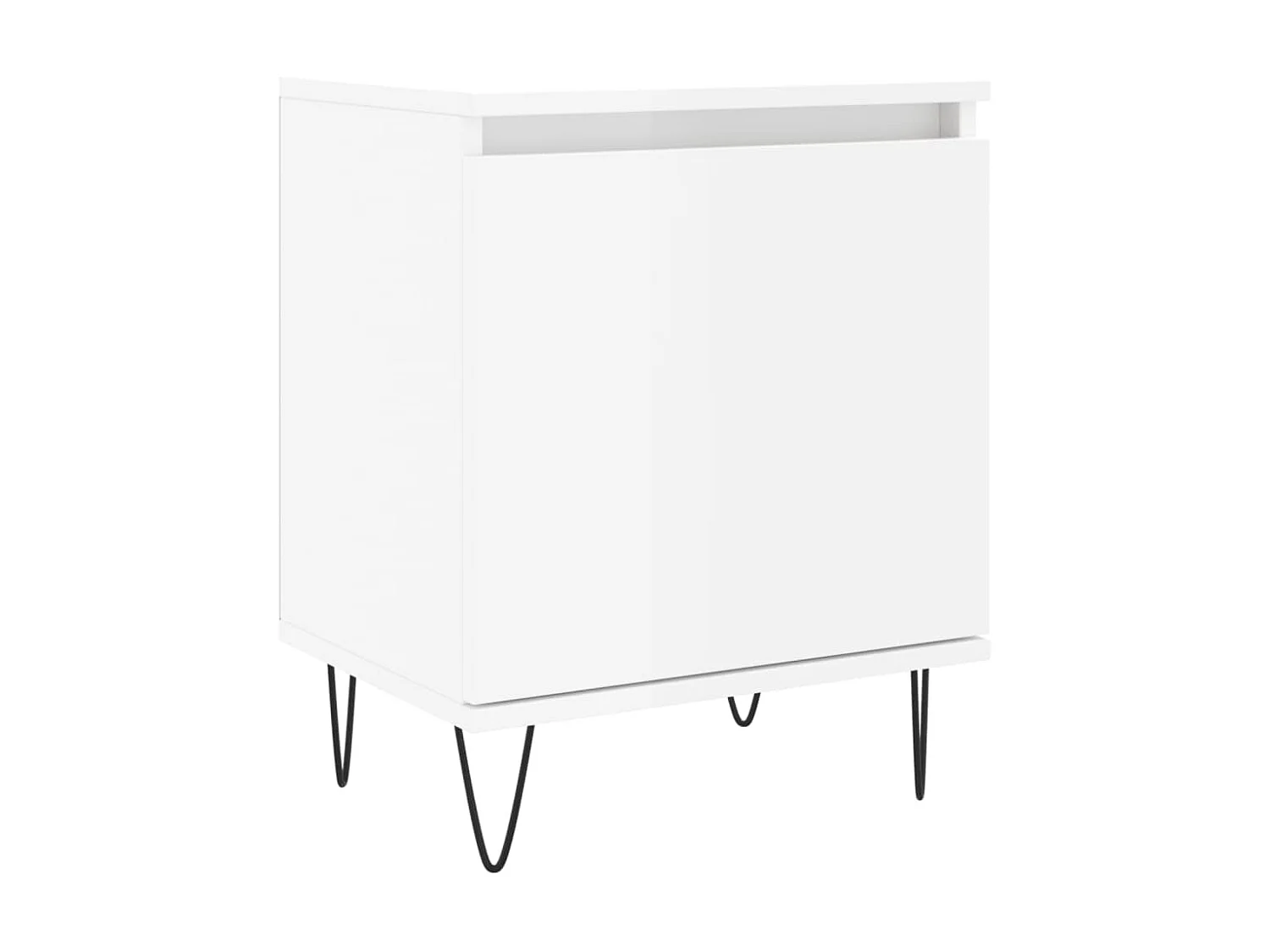 Glänzend weißer Nachttisch 40x30x50 cm aus Holzwerkstoff