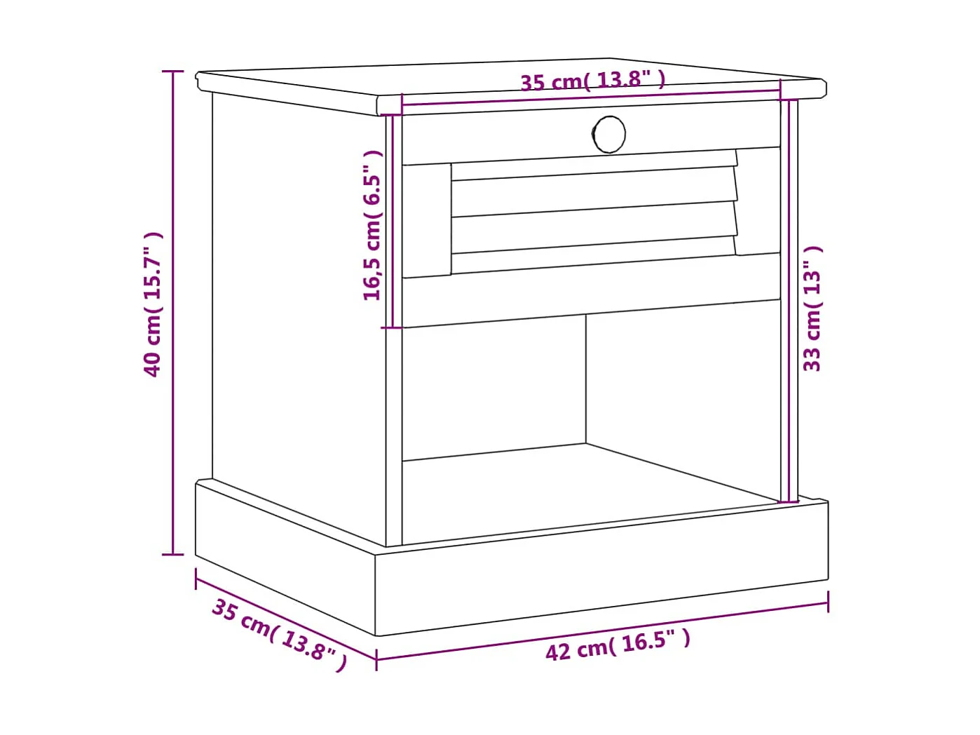 Table de chevet VIGO 42x35x40 cm bois de pin massif